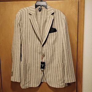 NWT Cremieux Beige Striped Linen/Cotton Blazer L or XL Firm Price